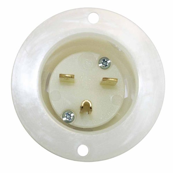 Superior Electric Std Flange Plug 2-Pole 3-Wire 15A 250V NEMA 6-15P YGF128